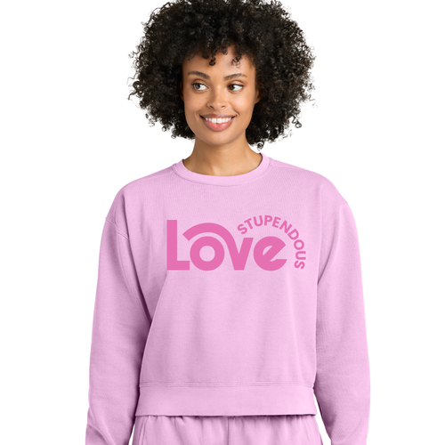 Mid-Length Puff Print Fleece Sweatshirt
