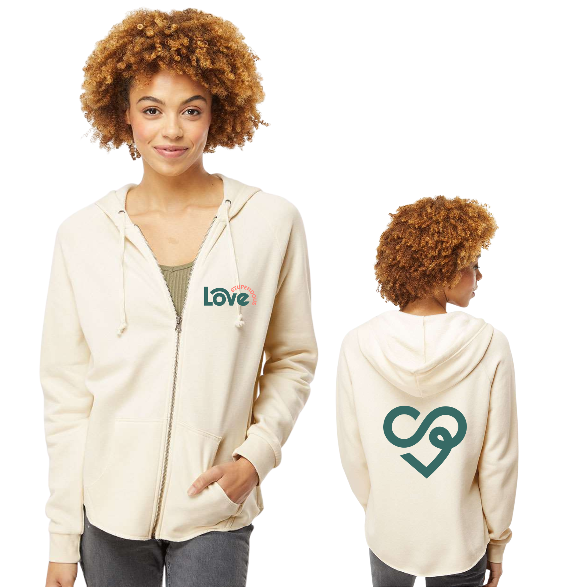 Stupendous Love Women's California Wave Wash Full-Zip Hoodie