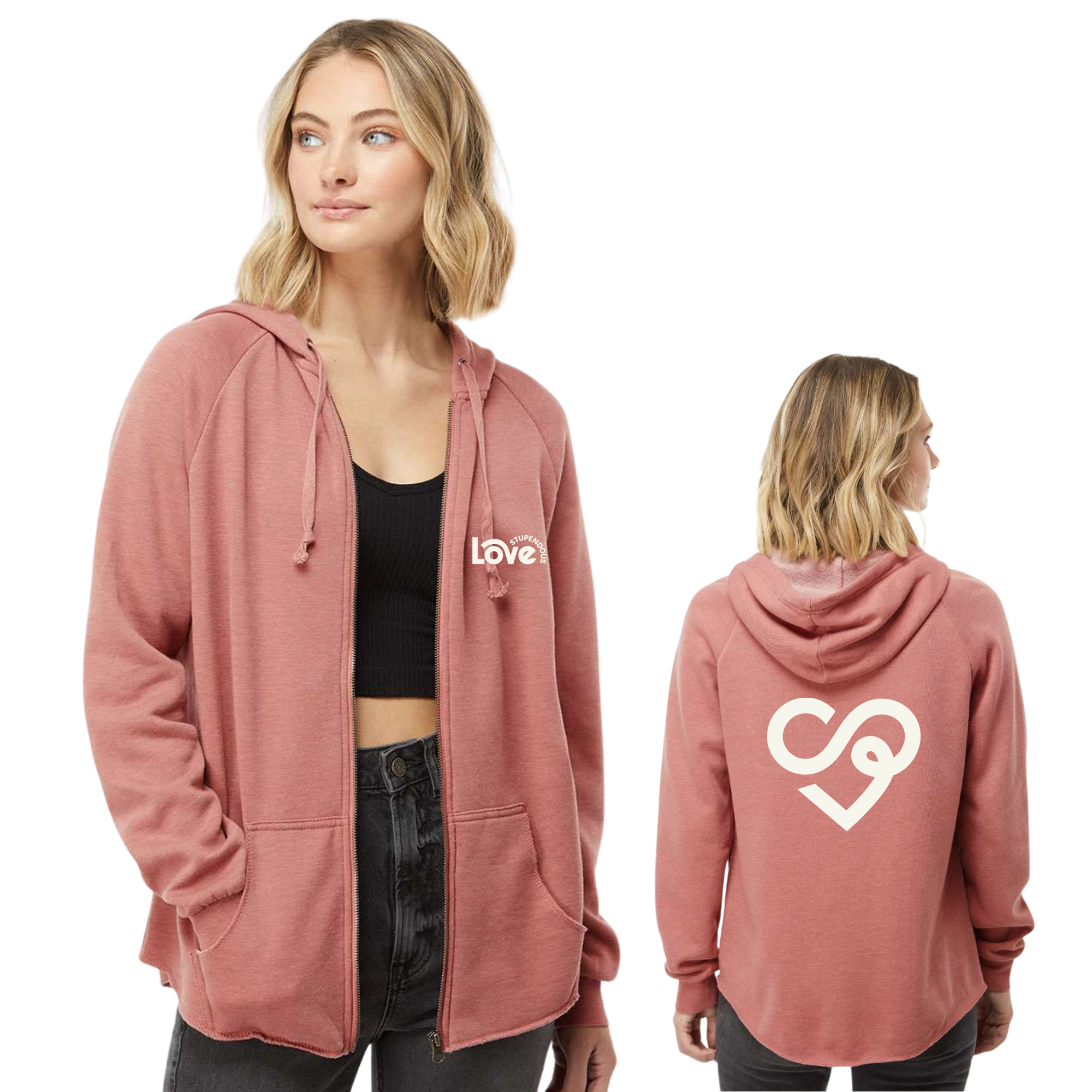 Stupendous Love Women's California Wave Wash Full-Zip Hoodie