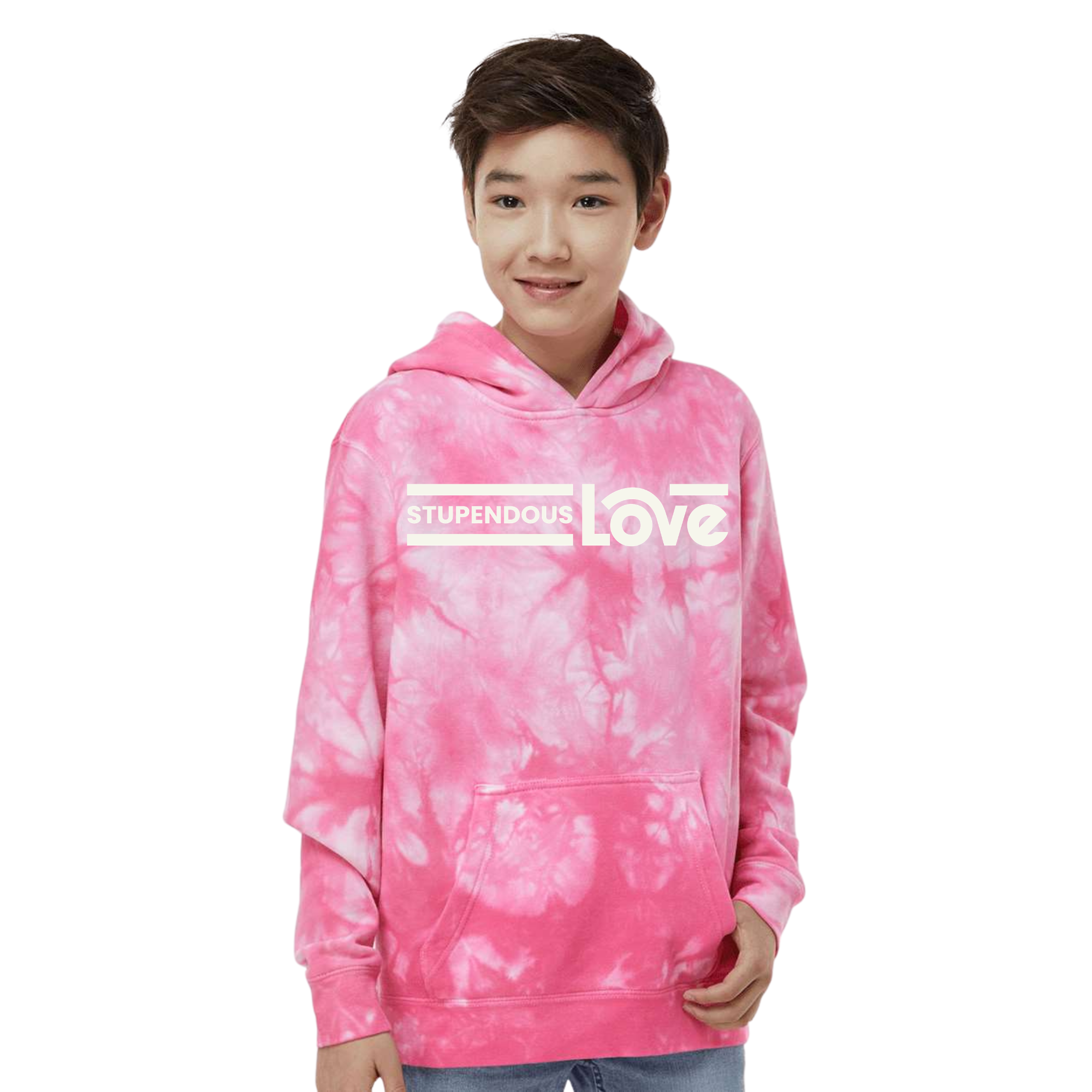 Stupendous Love Youth Tie-Dyed Hooded Sweatshirt