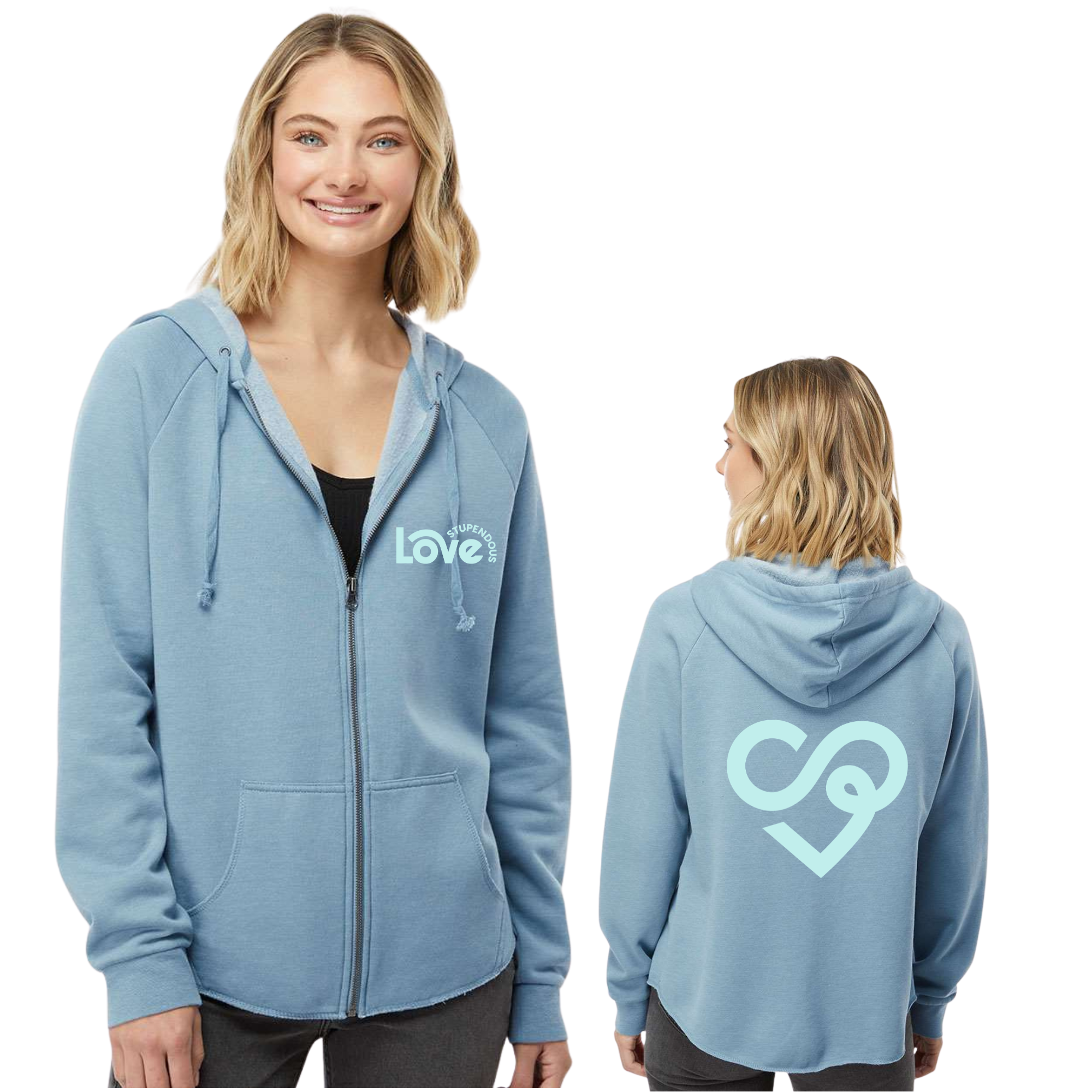 Stupendous Love Women's California Wave Wash Full-Zip Hoodie