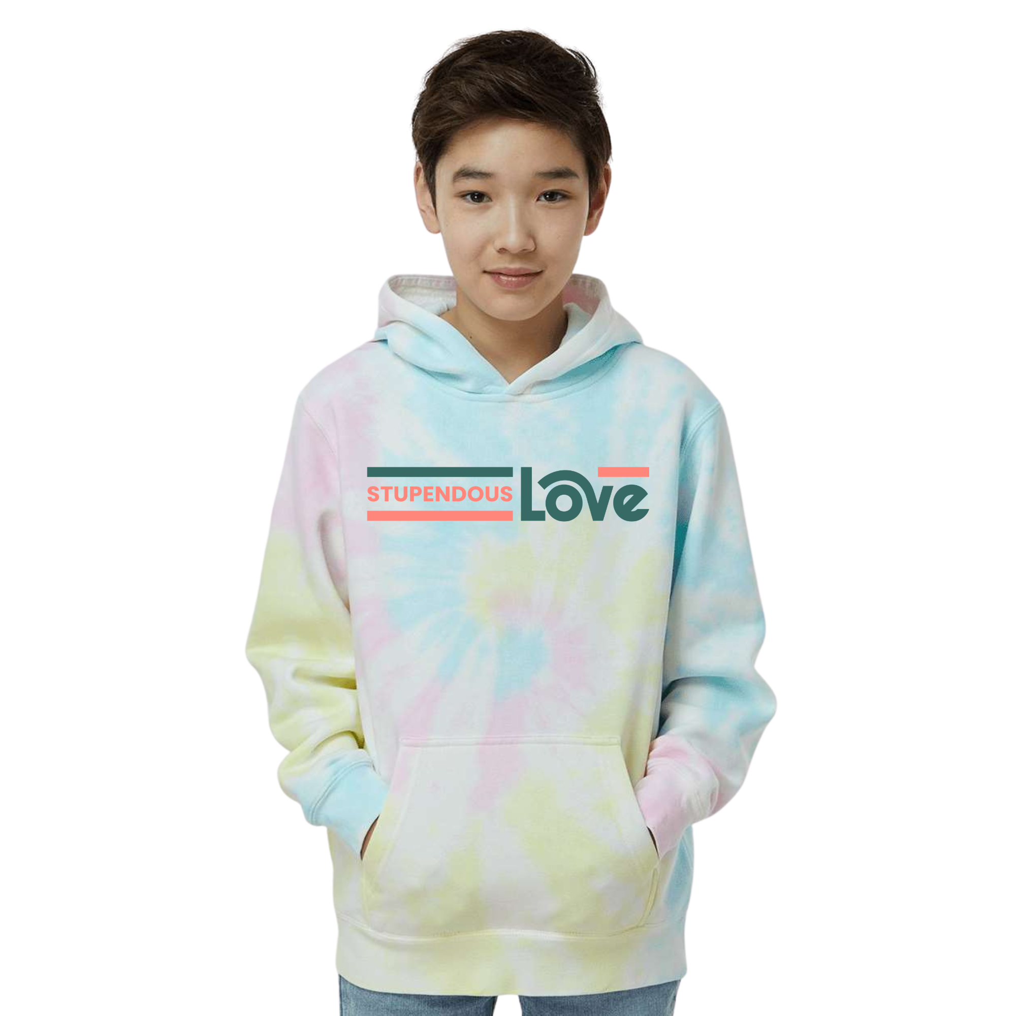 Stupendous Love Youth Tie-Dyed Hooded Sweatshirt