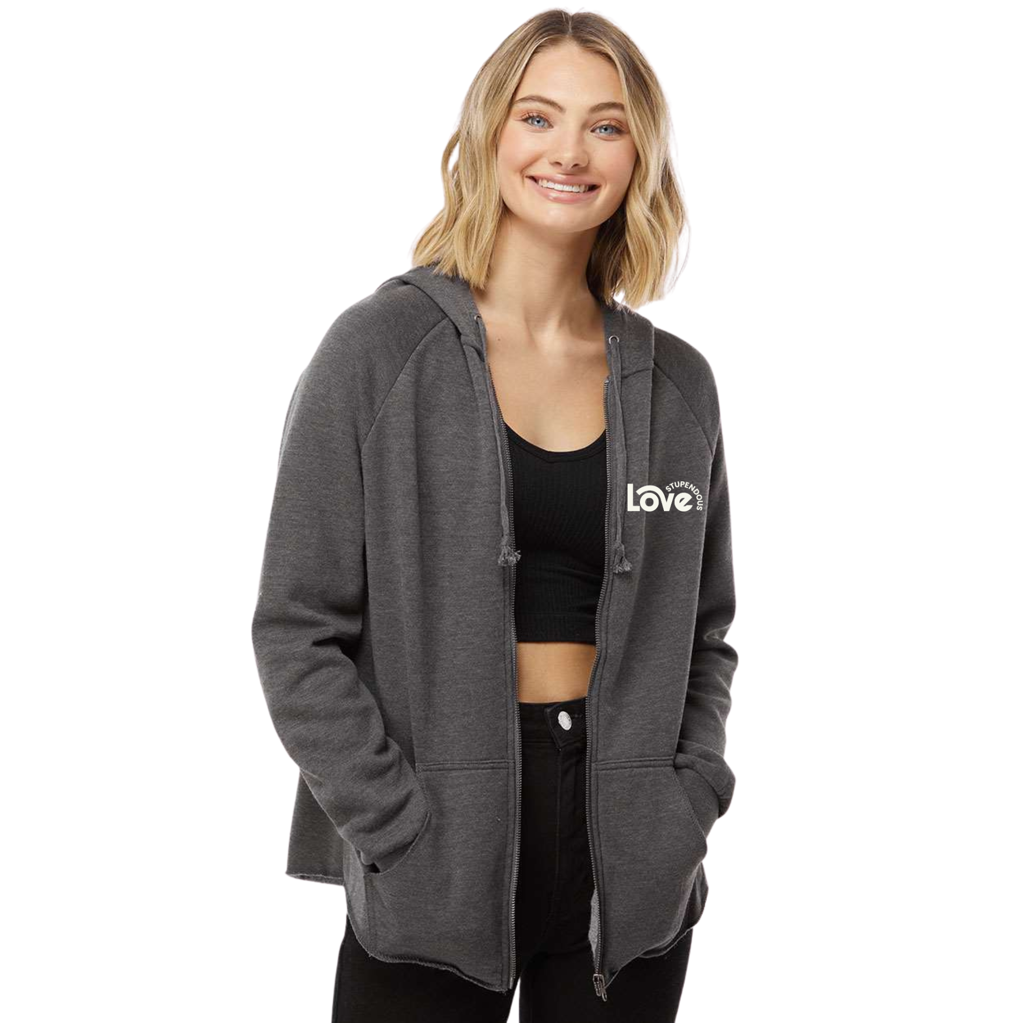 Stupendous Love Women's California Wave Wash Full-Zip Hoodie