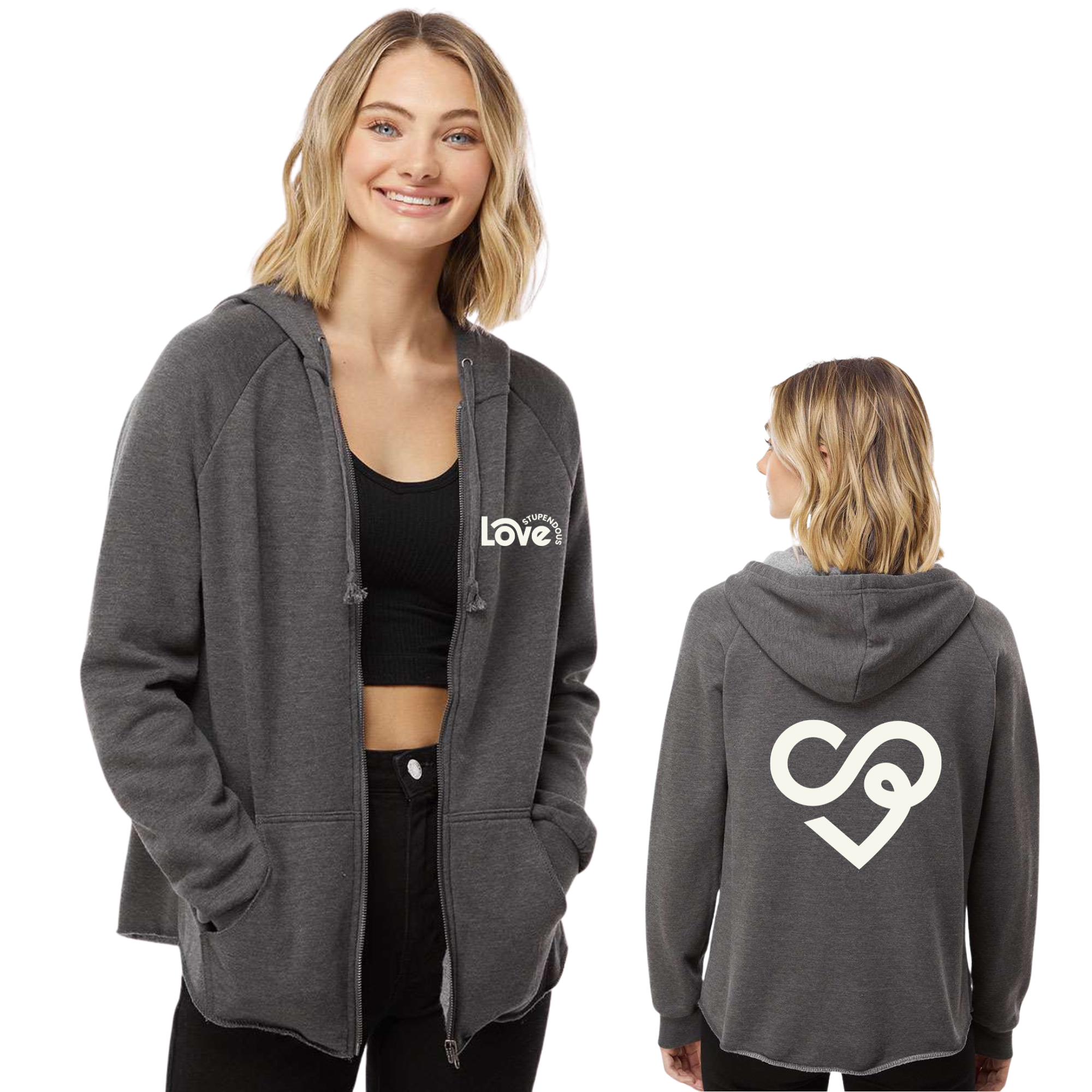 Stupendous Love Women's California Wave Wash Full-Zip Hoodie